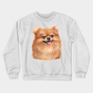 Red Pomeranian Watercolor Art Crewneck Sweatshirt